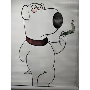 Cartoon Dog Smoking Funny Poster – Cool Humor Wall Art Print (Unframed, 12x18")
